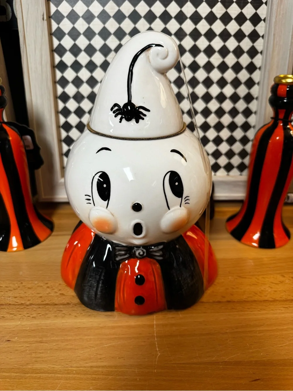 New Johanna Parker Retro Halloween Ceramic Ghost Cookie Jar Canister Large